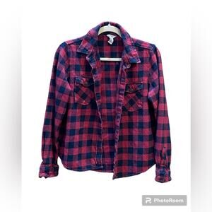 Forever 21 Plaid Christmas Cotton Shirt Size Medium